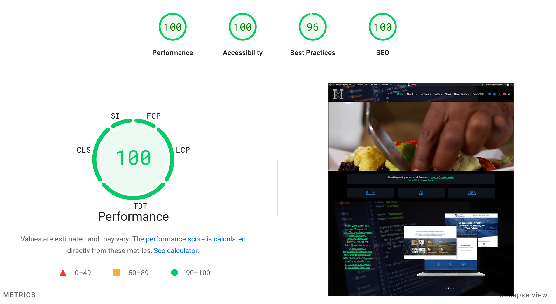 Pagespeed for Wordpress - Hodgson Agency achieving top google pagespeed scores for your wordpress website
