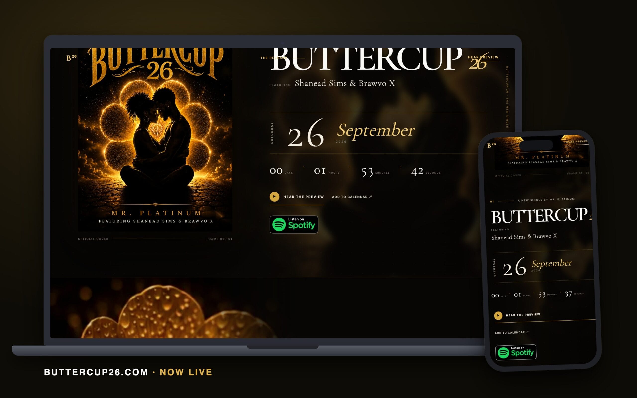 buttercup 26 single website on a laptop and a phone