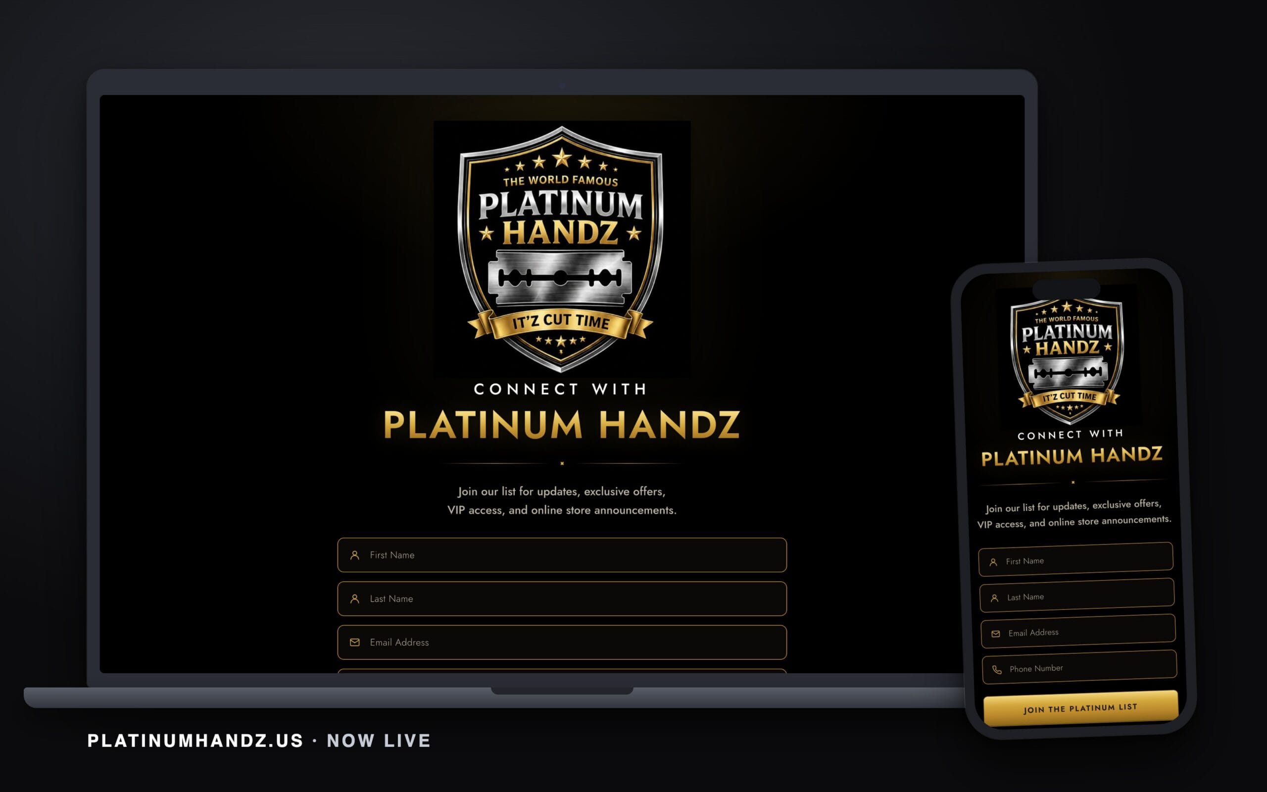 platinum handz website on a laptop and a phone