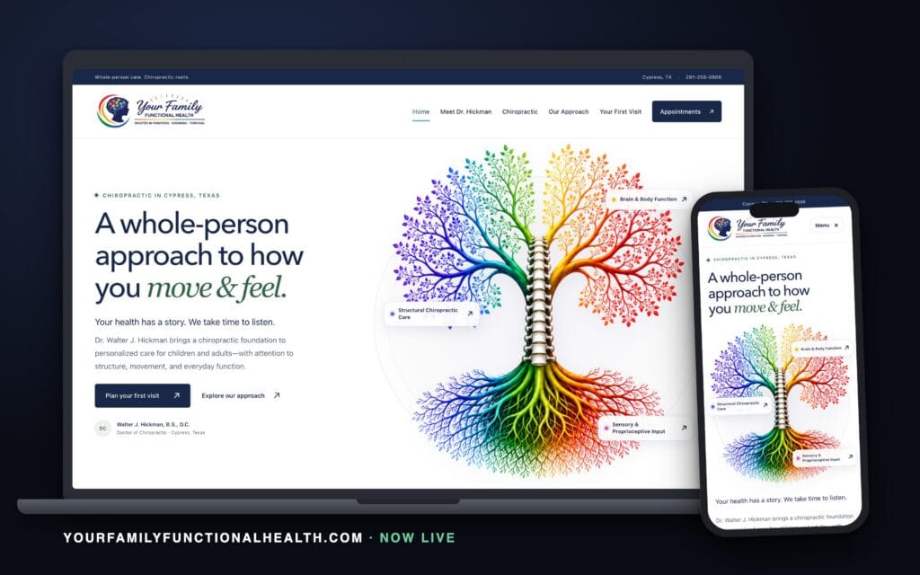 Your Family Functional Health website shown on a laptop and a phone